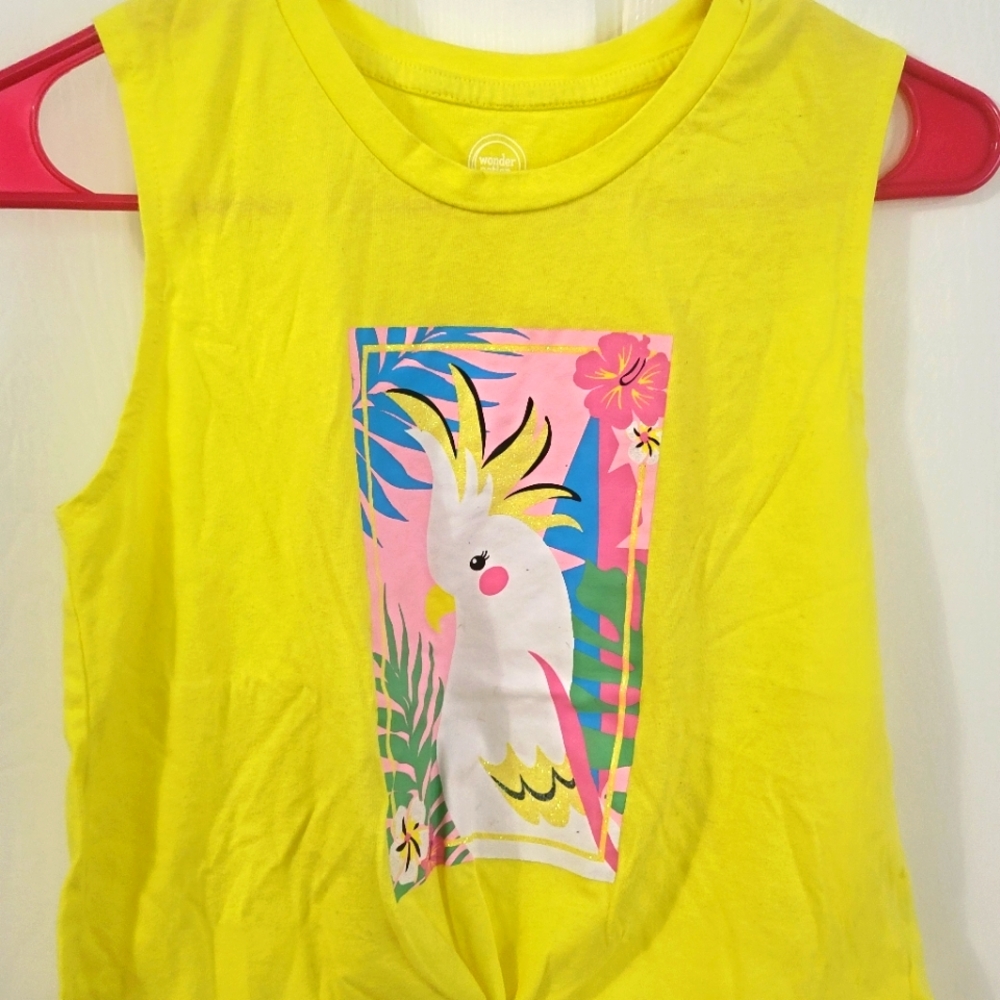 Yellow multicolor shirt with bird